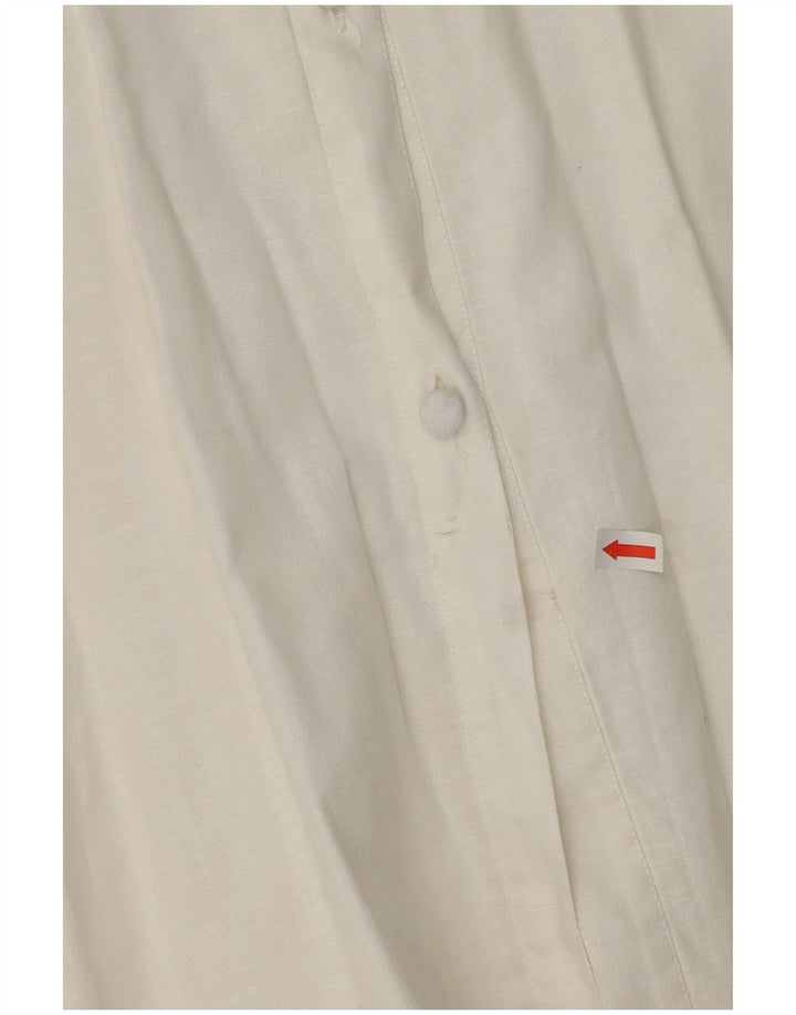 VINTAGE Womens 3/4 Sleeve Shirt Blouse UK 14 Medium White Floral