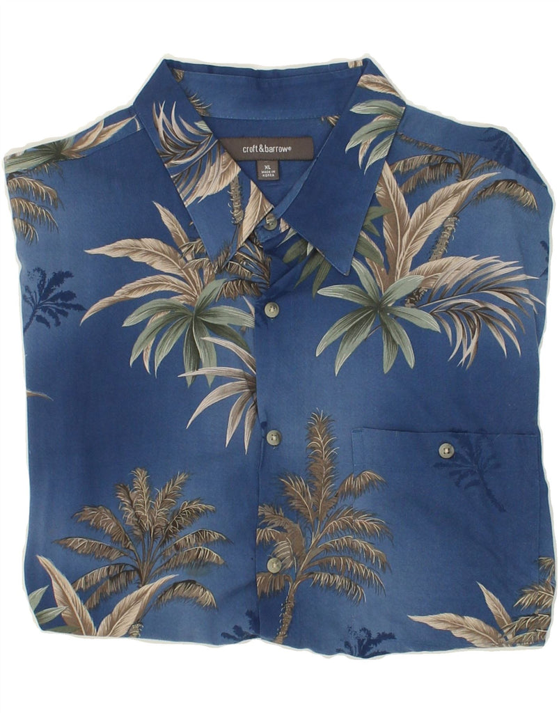 CROFT & BARROW Mens Hawaiian Short Sleeve Shirt XL Blue Floral Rayon | Vintage Croft & Barrow | Thrift | Second-Hand Croft & Barrow | Used Clothing | Messina Hembry 