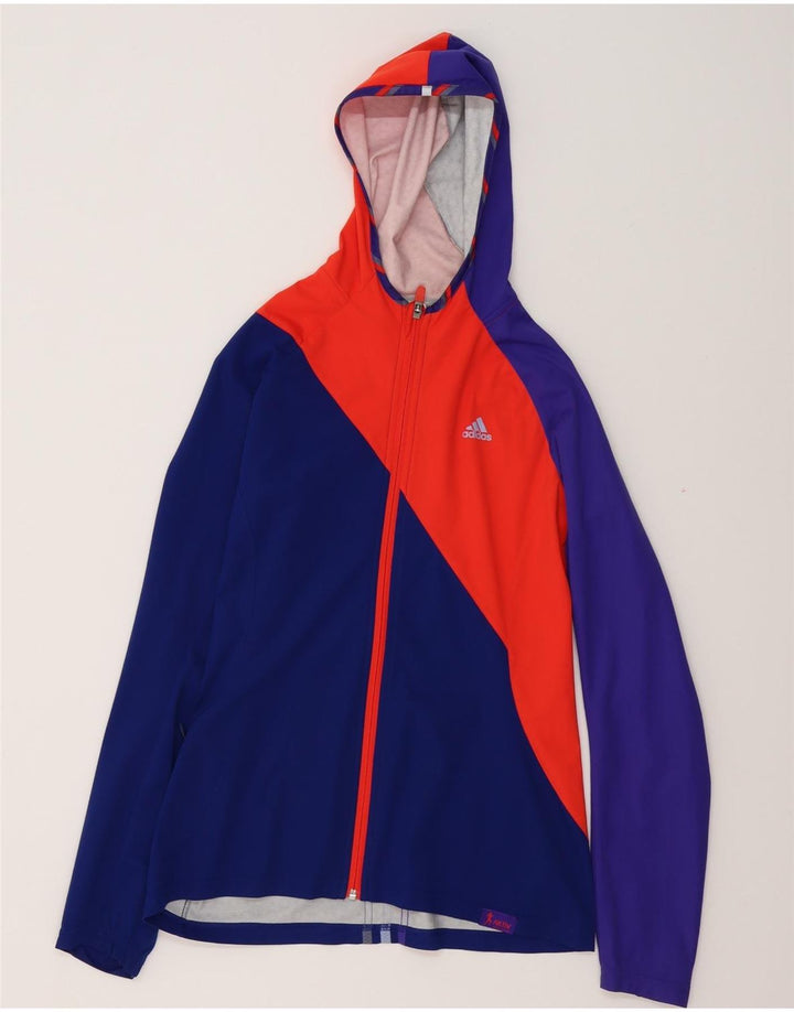 ADIDAS Womens Clima Proof Rain Jacket UK 8/10 Small Blue Colourblock