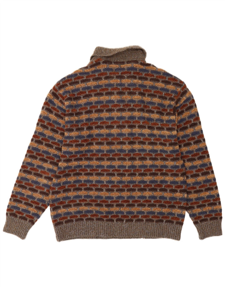 Bramante Mens Polo Neck Jumper Sweater Large Multicoloured Geometric Wool