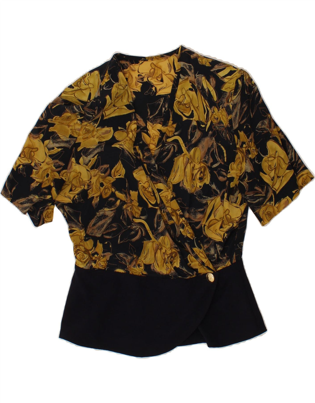 VINTAGE Womens Short Sleeve 1 Button Blazer Jacket UK 16 Large Yellow Vintage Vintage and Second-Hand Vintage from Messina Hembry 