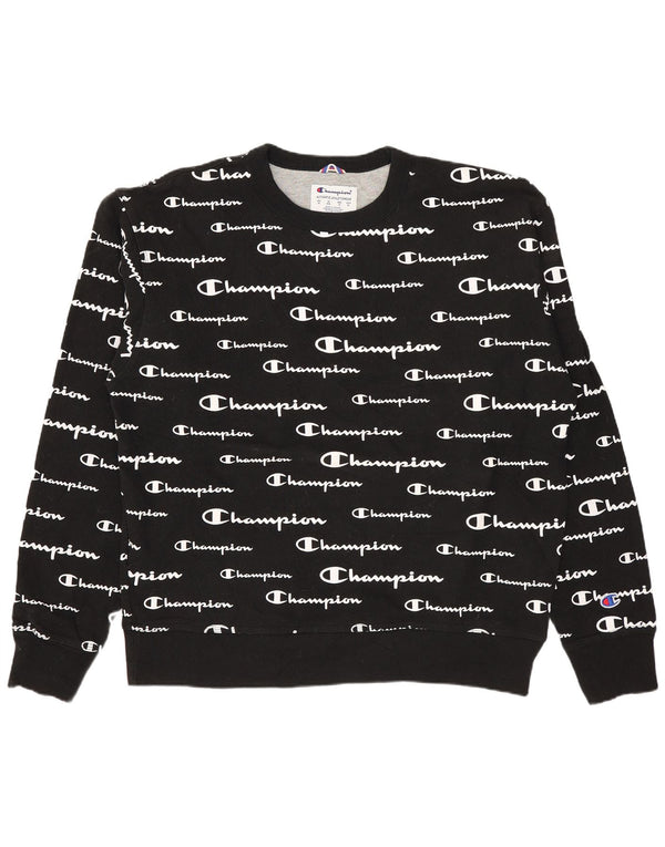 Champion Mens Graphic Sweatshirt Jumper Medium Black Cotton