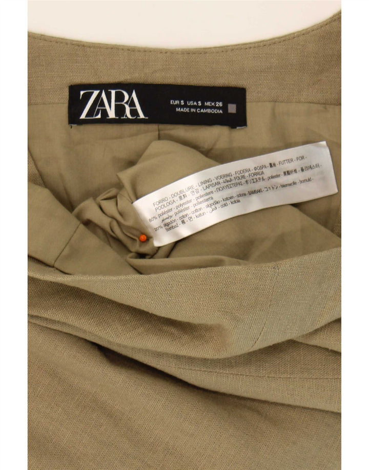 Zara Womens Waistcoat UK 10 Small Khaki Polyester