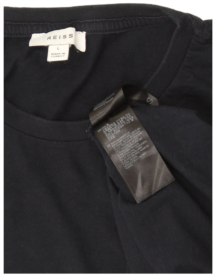 Reiss Mens T-Shirt Top Large Navy Blue Cotton