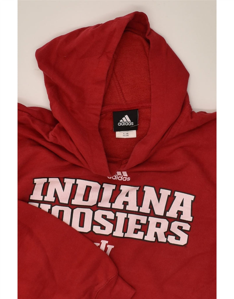 ADIDAS Womens Indiana Hoosiers Graphic Hoodie Jumper UK 18 XL Red Cotton | Vintage Adidas | Thrift | Second-Hand Adidas | Used Clothing | Messina Hembry 