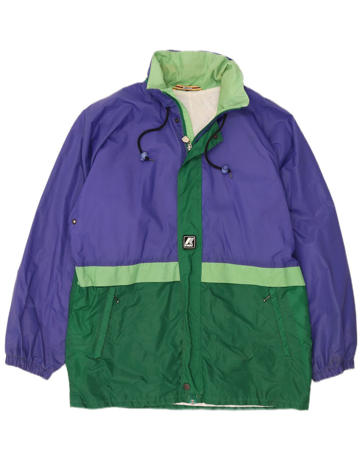 K-WAY Mens Windbreaker Jacket UK 38 Medium Purple Colourblock Polyamide