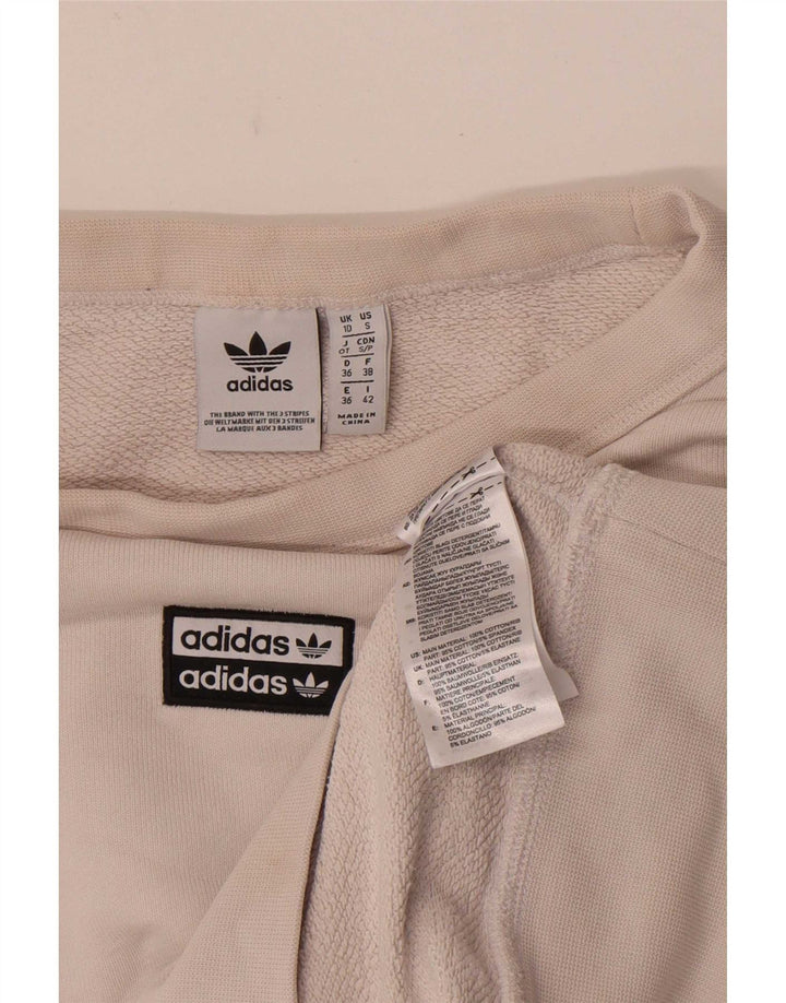 Adidas Womens Oversized Sweatshirt Jumper UK 10 Small White Cotton