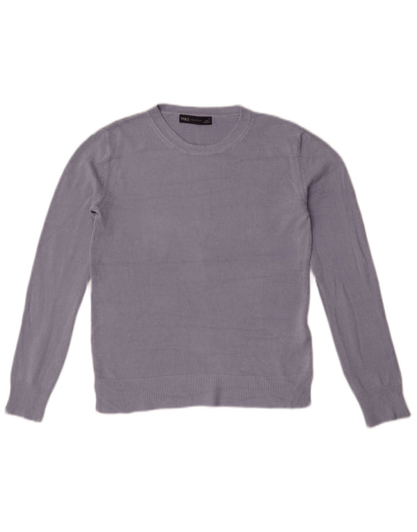 Marks & Spencer Womens Crew Neck Jumper Sweater UK 6 XS Blue Acrylic