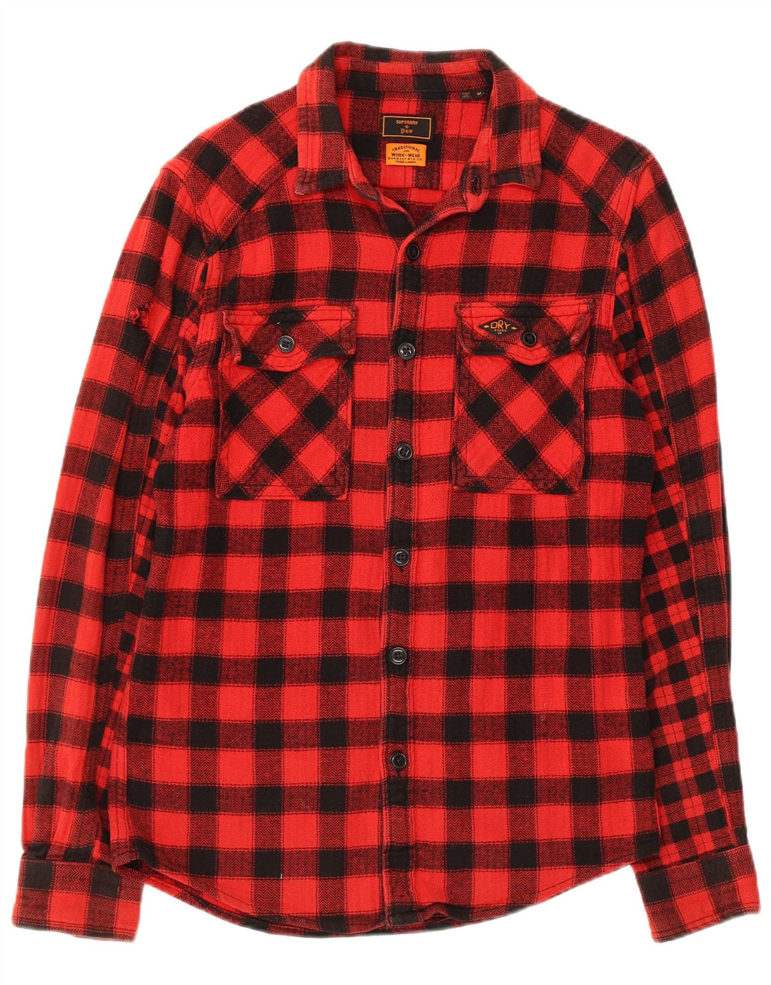 Superdry Mens Slim Fit Lumberjack Flannel Shirt Medium Red Gingham Cotton