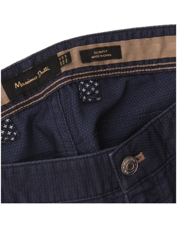 Massimo Dutti Mens Chino Trousers EU 42 Large W32 L28 Navy Blue Spotted