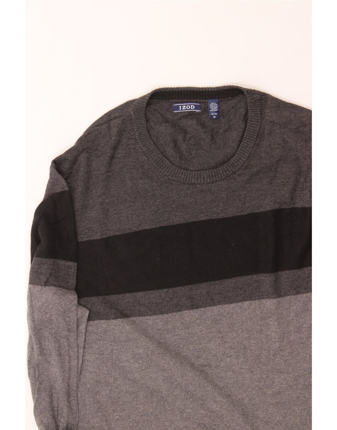 IZOD Mens Crew Neck Jumper Sweater XL Grey Colourblock Cotton Vintage Izod and Second-Hand Izod from Messina Hembry 