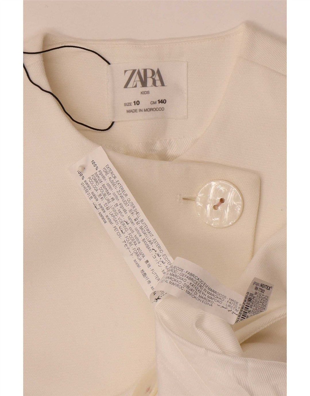 Zara Girls 2 Button Blazer Jacket 9-10 Years White Cotton