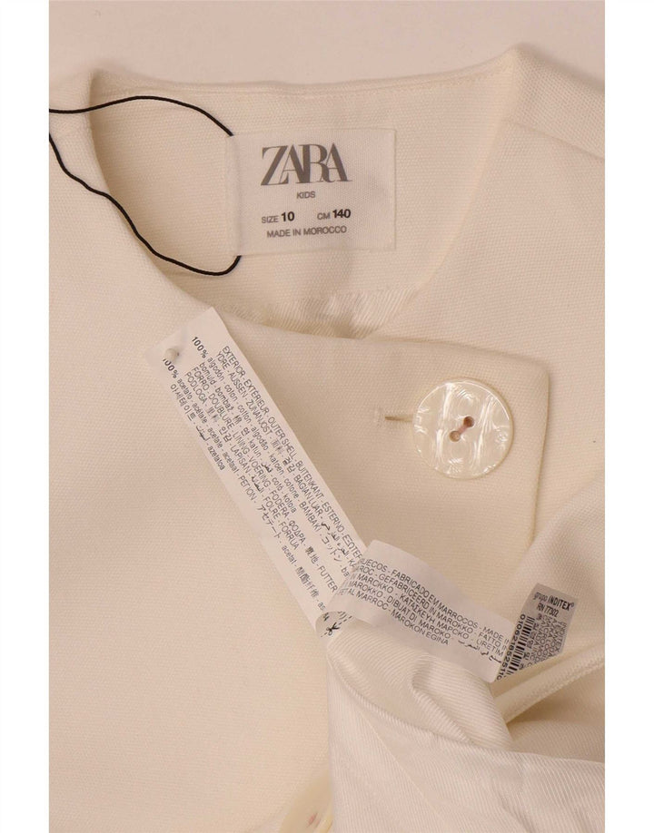 Zara Girls 2 Button Blazer Jacket 9-10 Years White Cotton