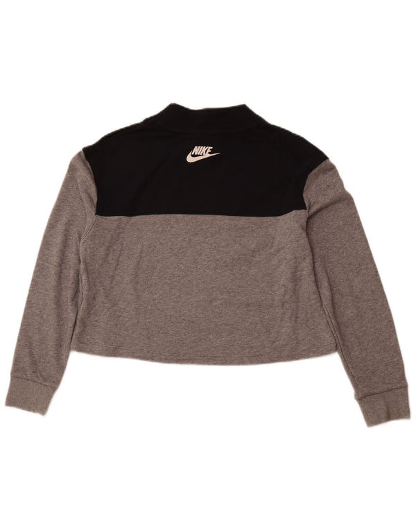 NIKE Girls Crop Standard Fit Sweatshirt Jumper 13-14 Years XL Grey
