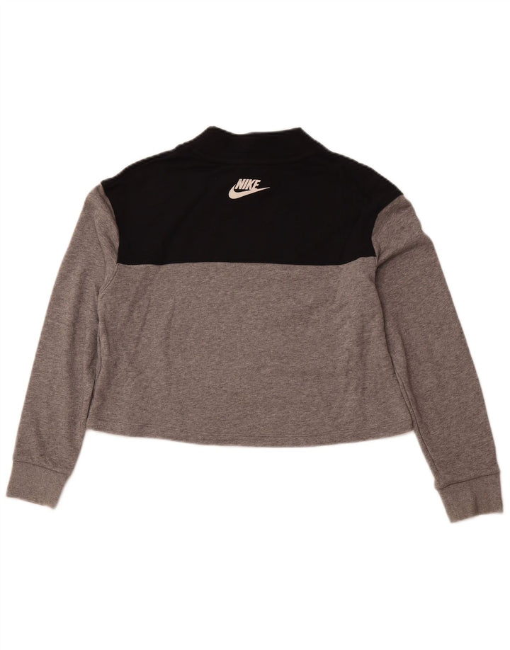 NIKE Girls Crop Standard Fit Sweatshirt Jumper 13-14 Years XL Grey