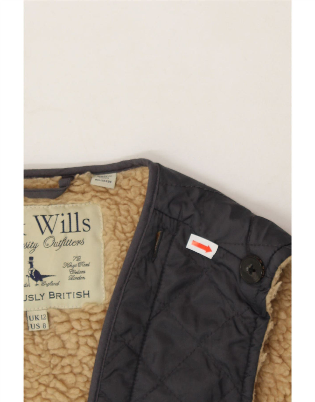 JACK WILLS Womens Open Sherpa Quilted Gilet UK 12 Medium Black Nylon Vintage Jack Wills and Second-Hand Jack Wills from Messina Hembry 