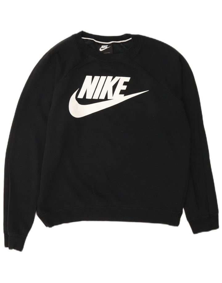 Nike Womens Graphic Oversized Sweatshirt Jumper UK 10 Small Grey Cotton
