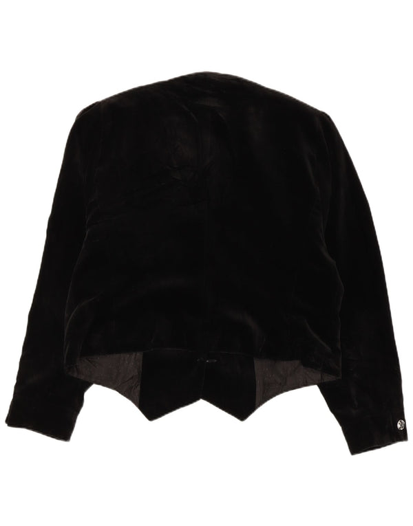 HAMMERSCHMID Womens Velvet 3 Button Blazer Jacket EU 42 Large Black Cotton