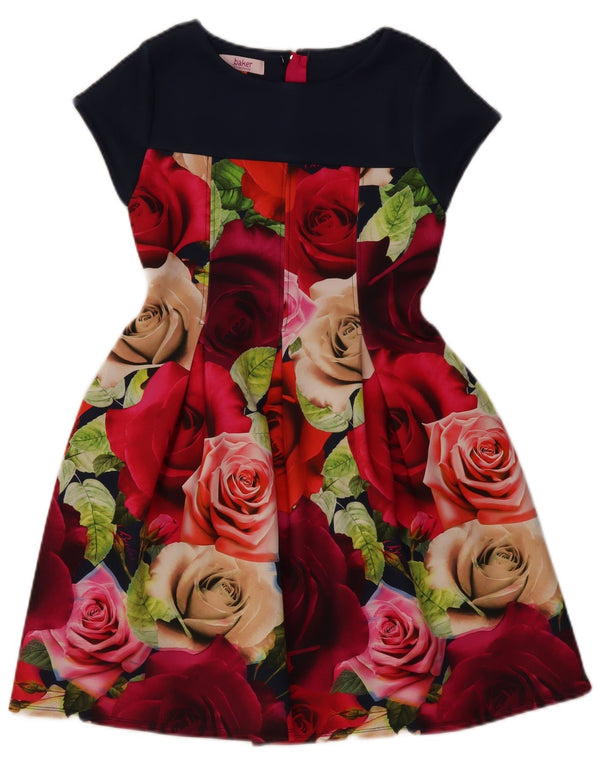 Ted Baker Girls A-Line Dress 11-12 Years Multicoloured Floral Polyester