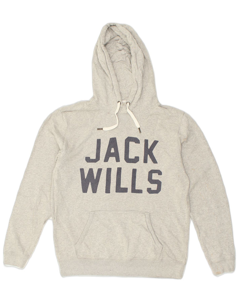 JACK WILLS Mens Graphic Hoodie Jumper Medium Grey Cotton | Vintage Jack Wills | Thrift | Second-Hand Jack Wills | Used Clothing | Messina Hembry 