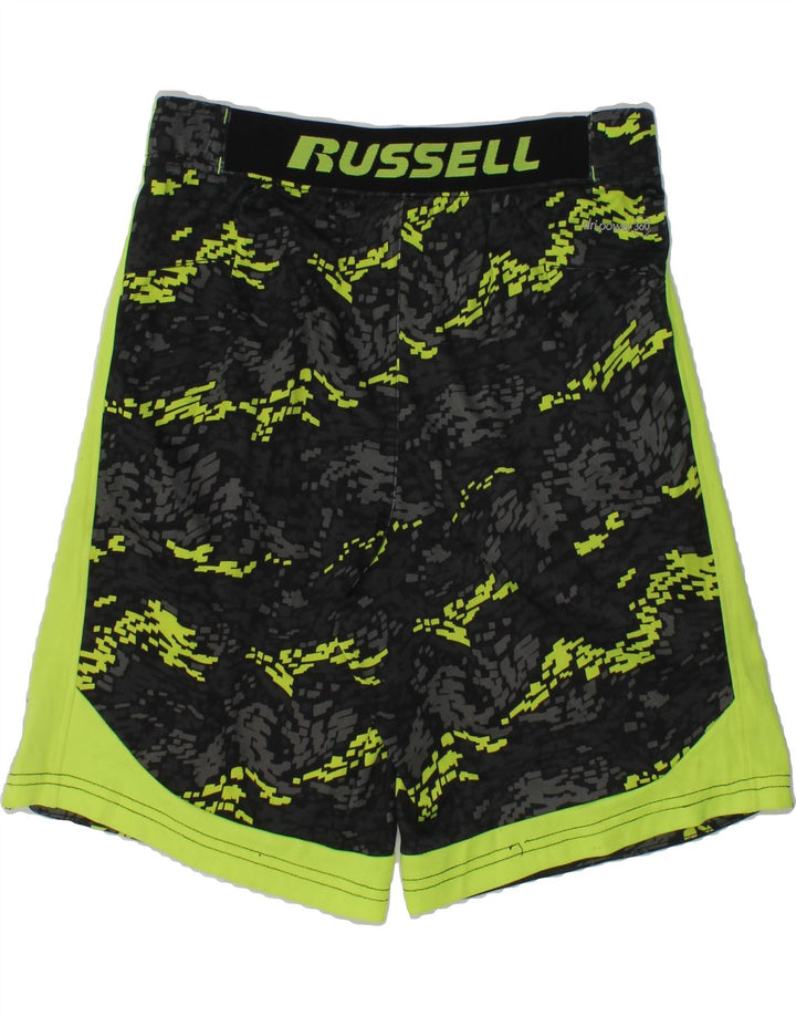 RUSSELL ATHLETIC Boys Crazy Pattern Sport Shorts 7-8 Years Medium  Black | Vintage Russell Athletic | Thrift | Second-Hand Russell Athletic | Used Clothing | Messina Hembry 