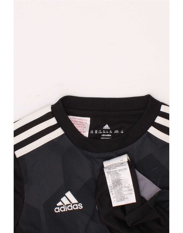 Adidas Boys Climalite T-Shirt Top 7-8 Years Black Geometric Polyester