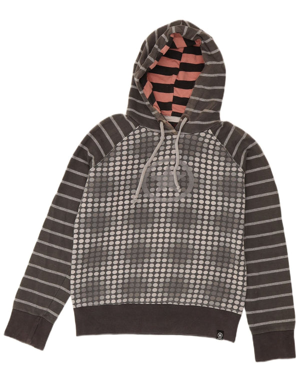 Converse Womens Graphic Hoodie Jumper UK 14 Large Grey Geometric Cotton