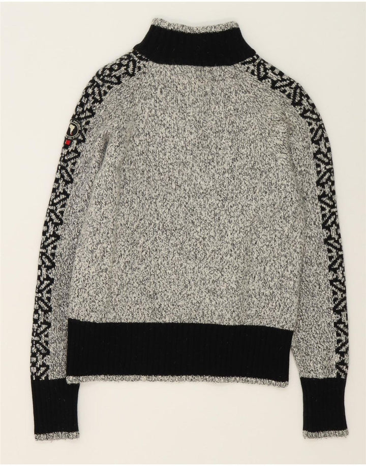 Cape Horn Mens Zip Neck Jumper Sweater Large Grey Colourblock Angora