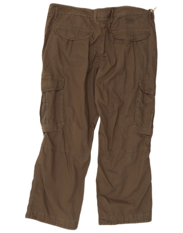 Marks & Spencer Mens Straight Cargo Trousers W40 L29 Brown Cotton