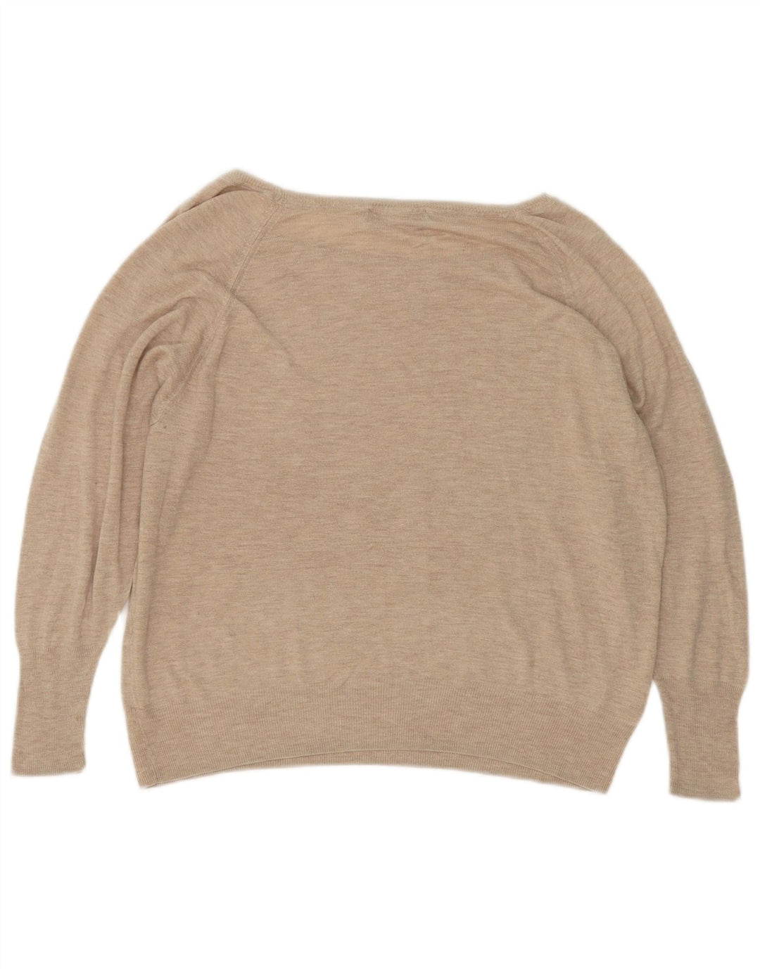 Zara Womens Oversized Boat Neck Jumper Sweater UK 10 Small Beige