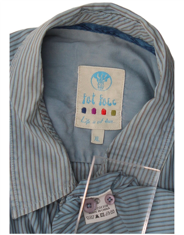 FAT FACE Mens Shirt XL Blue Pinstripe Cotton