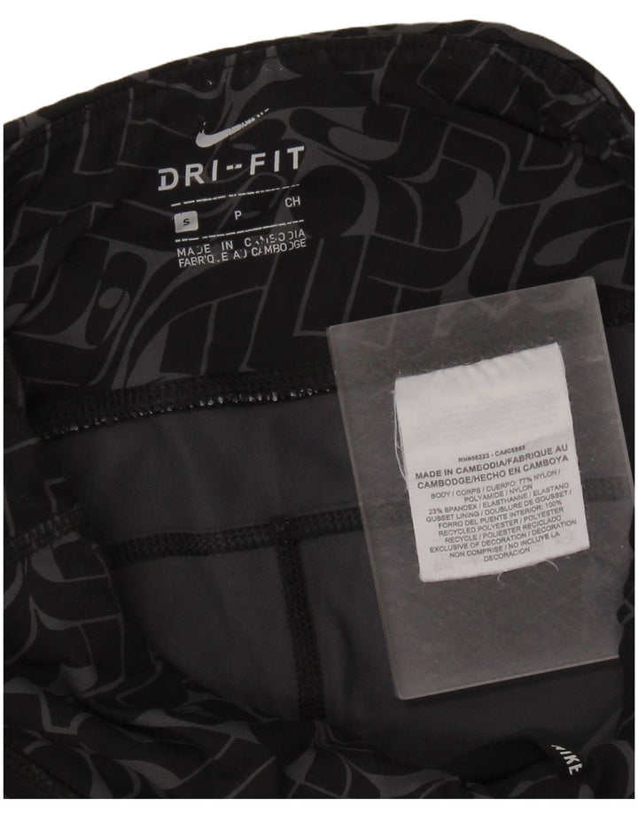 NIKE Womens Dri Fit Leggings UK 8 Small  Black Geometric Nylon
