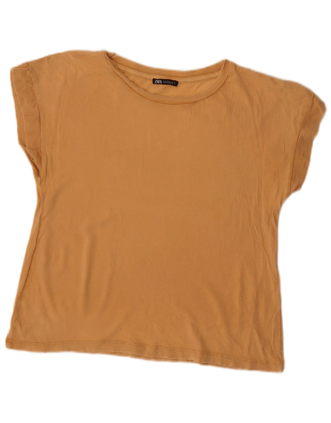Zara Womens Crop T-Shirt Top UK 10 Small Beige
