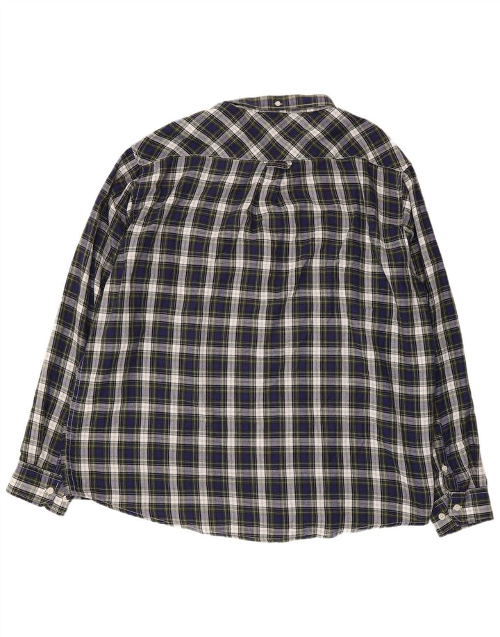 James Pringle Mens Flannel Shirt 2XL Navy Blue Check Polyester