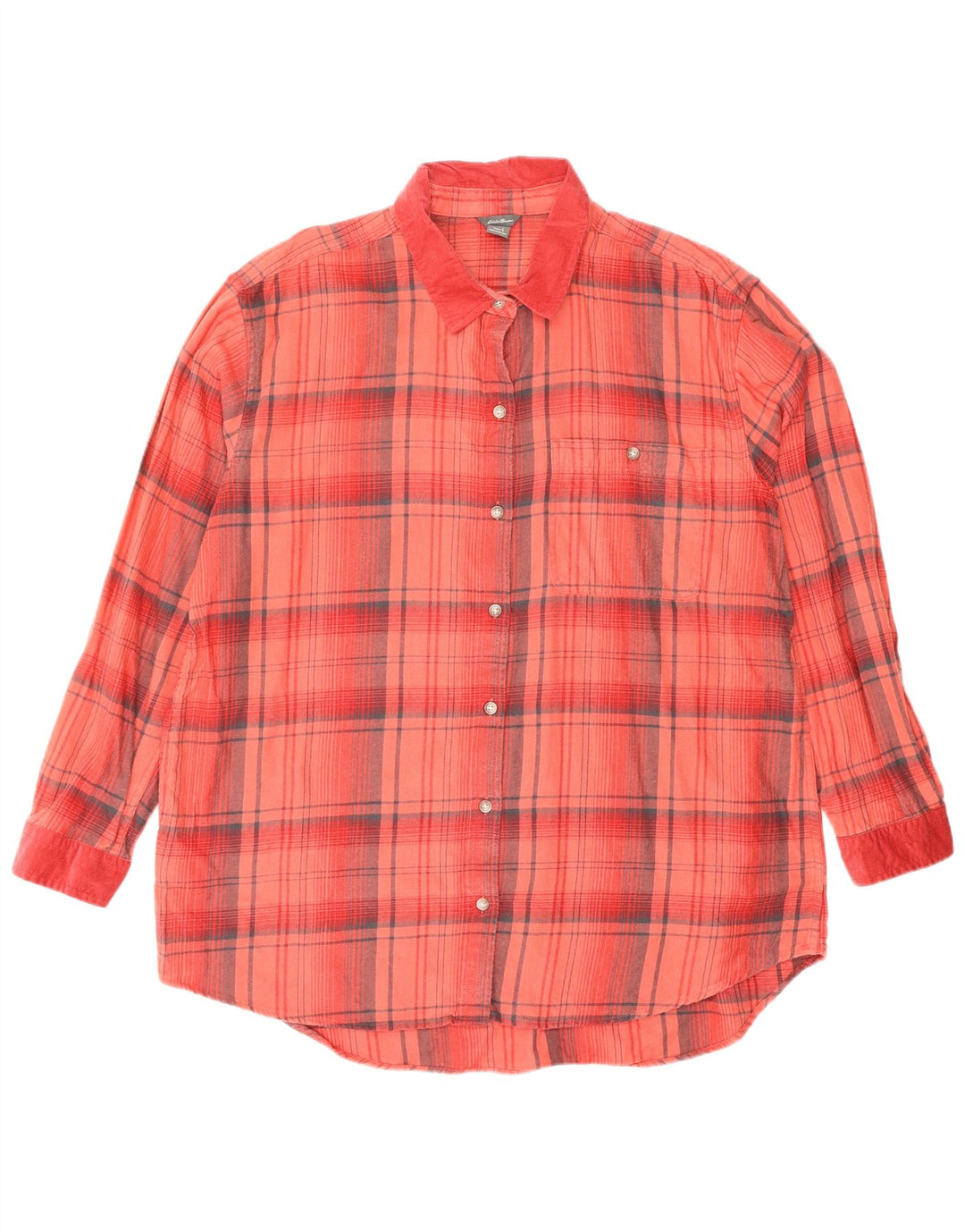 EDDIE BAUER Womens Flannel Shirt UK 16 Large Red Check Cotton