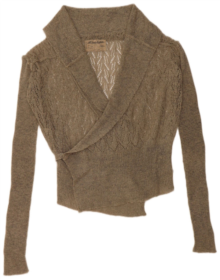 ALL SAINTS Womens Oversized Wrap Crop Cardigan Sweater Size 12 Green