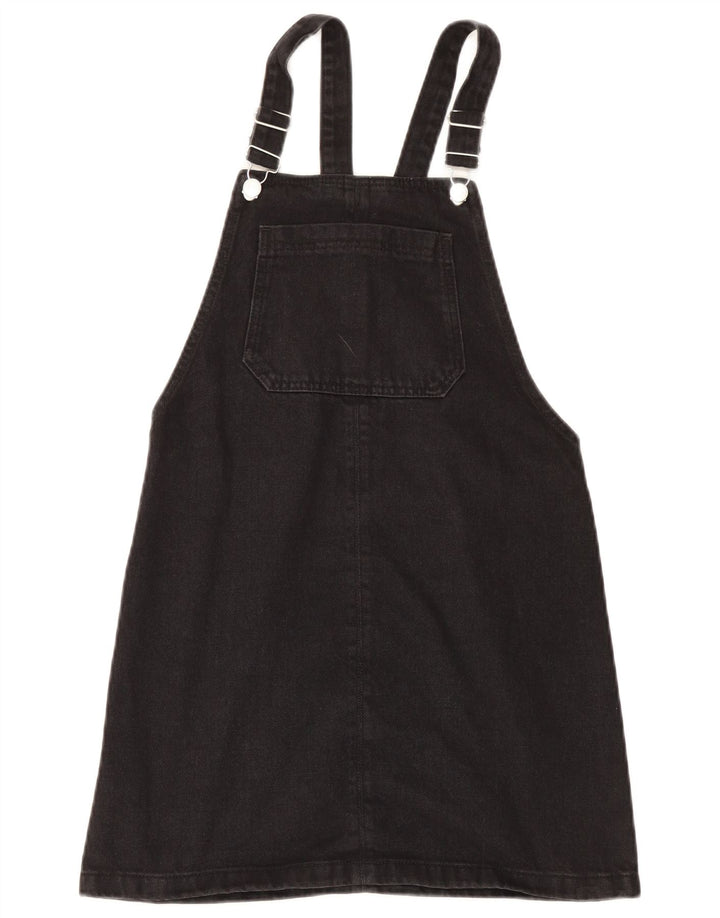 Topshop Womens Denim Dungaree Dress UK 8 Small Black Polyester
