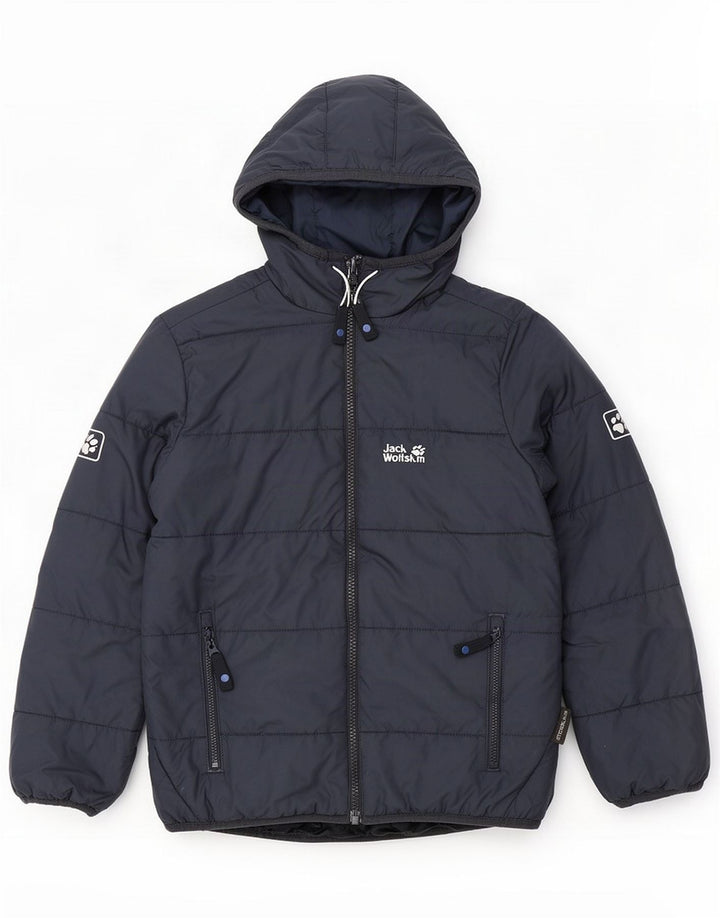 Jack Wolfskin Boys Hooded Padded Jacket 9-10 Years Navy Blue