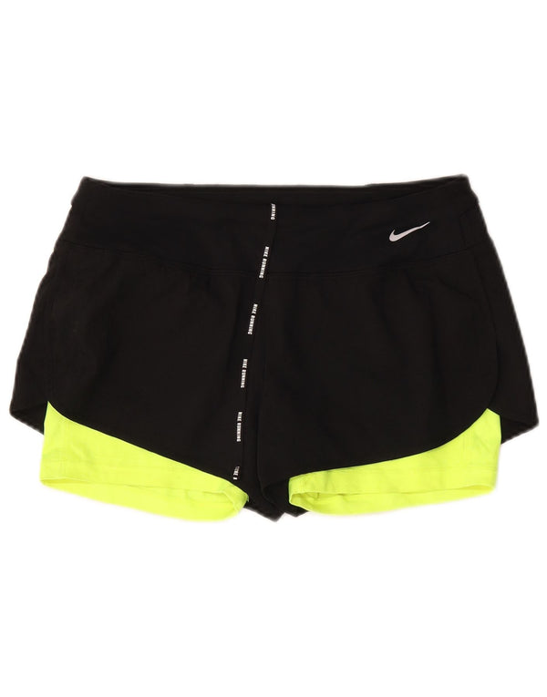 Nike Womens Dri Fit Sport Shorts UK14 Medium Black Colourblock