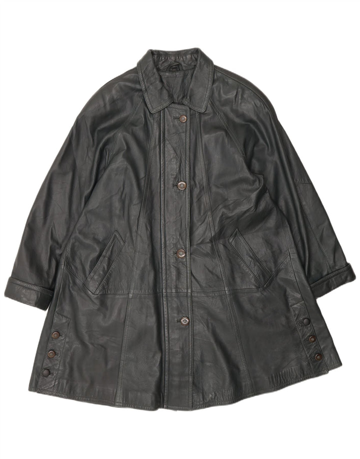 Vintage Womens Leather Coat EU 38 Medium Grey