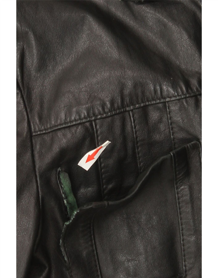 Henry Morell Mens 3/4 Sleeve Leather Jacket IT 52 XL Black Leather