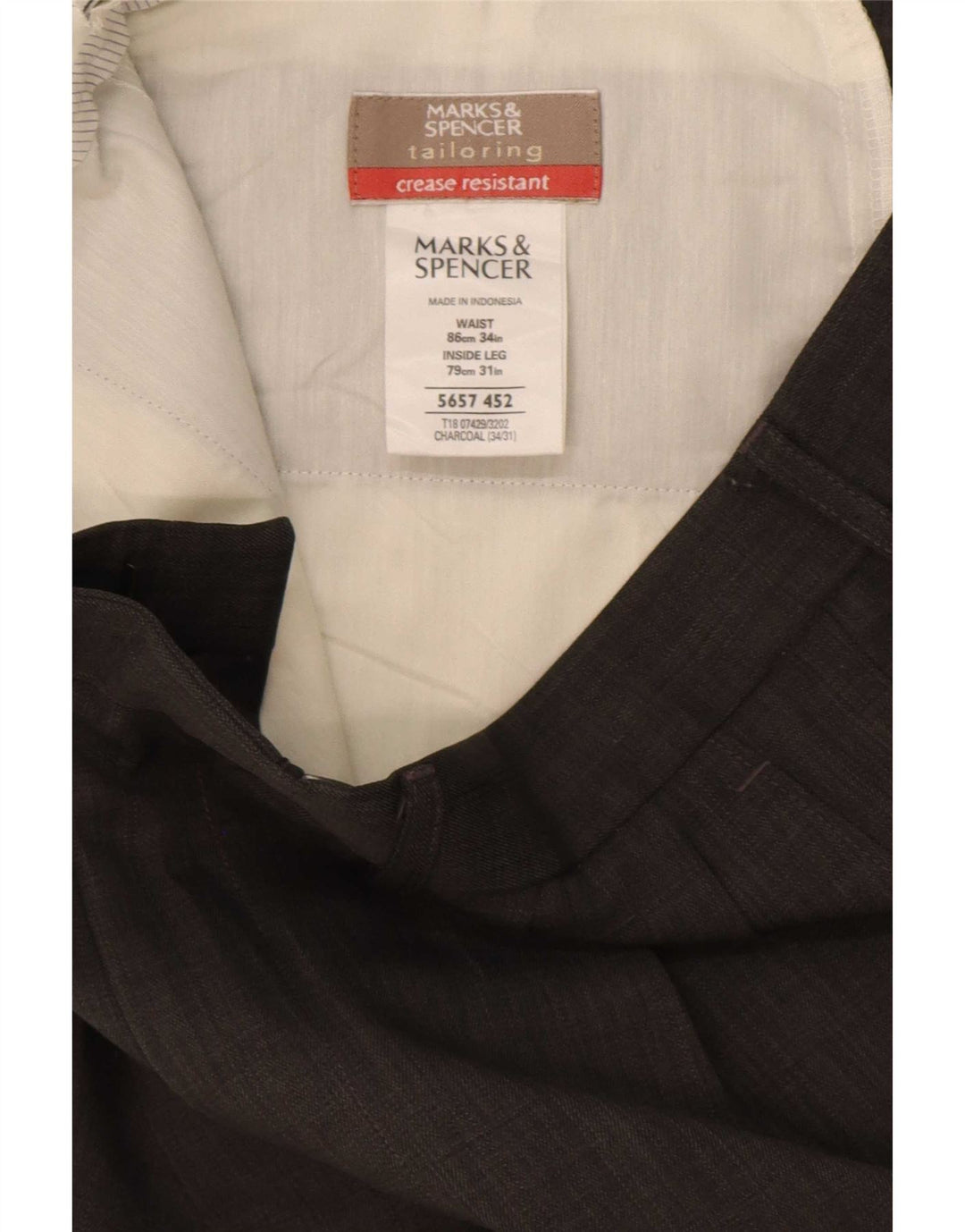 Marks & Spencer Mens Pegged Suit Trousers W34 L31 Grey Polyester