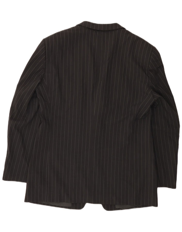 Armani Collezioni Mens 3 Button Blazer Jacket IT 52 Large Black Pinstripe