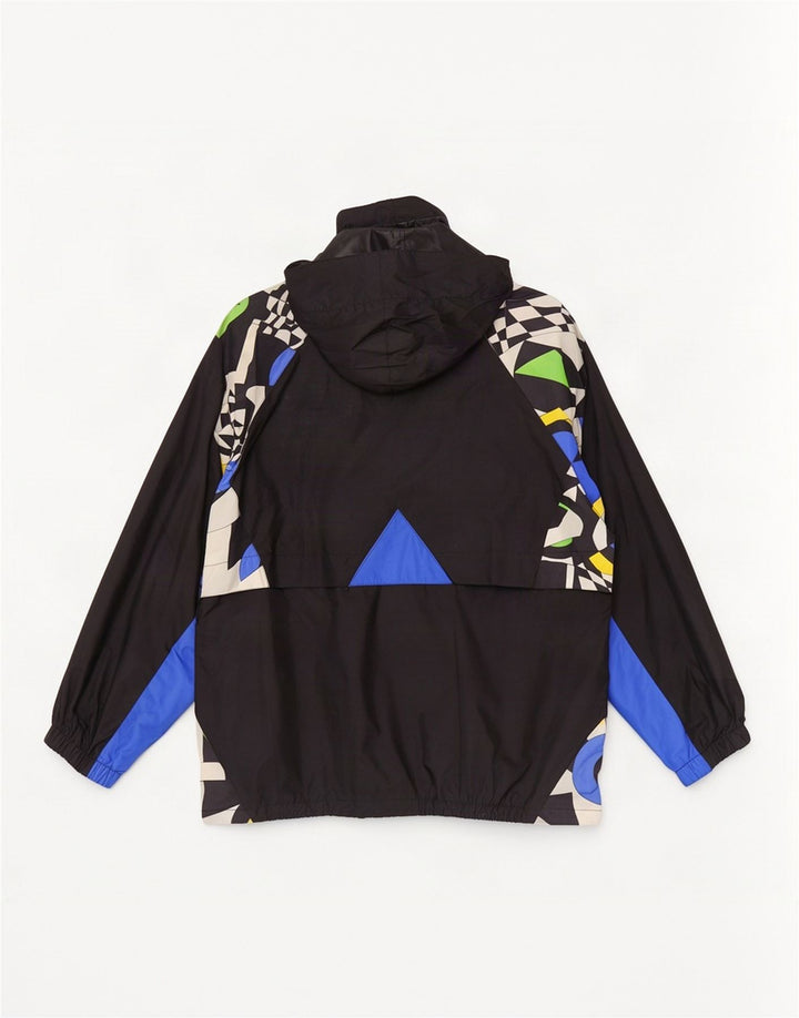K-Way Mens Hooded Rain Jacket UK 36 Small Black Geometric Polyamide