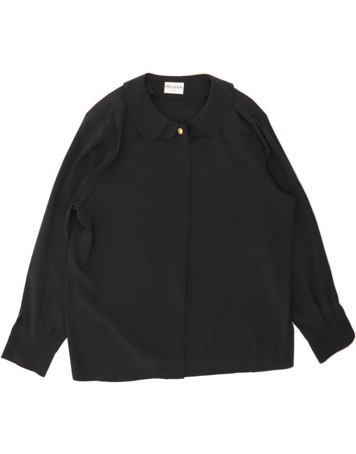 VINTAGE Womens Shirt Blouse UK 16 Large Black Polyester Vintage Vintage and Second-Hand Vintage from Messina Hembry 