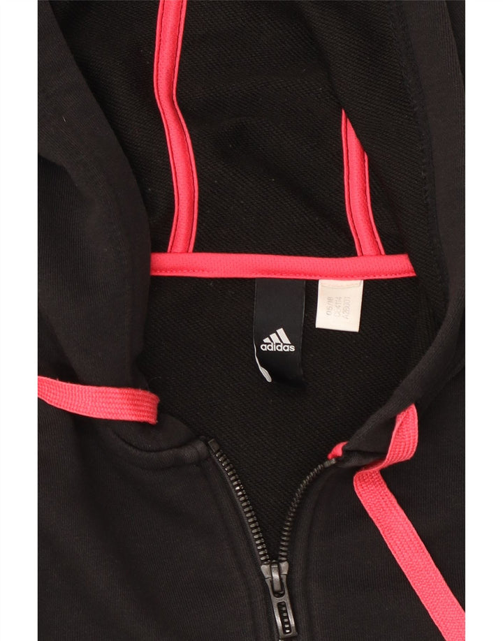 Adidas Womens Zip Hoodie Sweater UK 10 Small Black