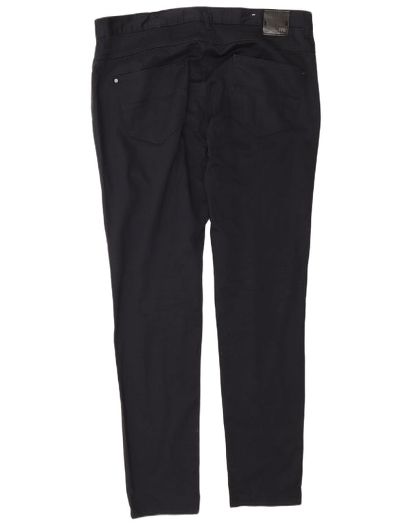 Zara Mens Skinny Casual Trousers EU 46 XL W36 L30 Navy Blue Cotton