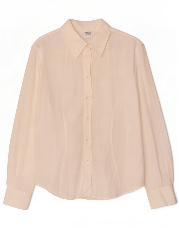 Armani Collezioni Womens See Through Shirt Blouse IT 46 Large White Ramie