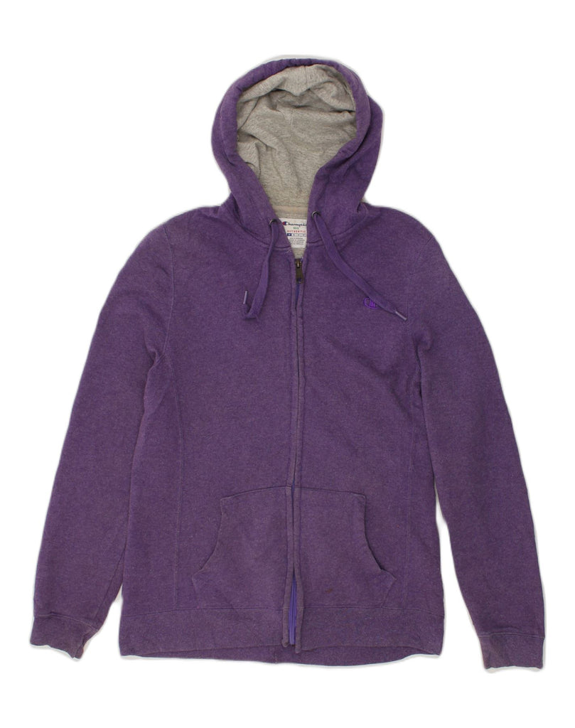 CHAMPION Womens Zip Hoodie Sweater UK 14 Medium Purple Cotton | Vintage Champion | Thrift | Second-Hand Champion | Used Clothing | Messina Hembry 