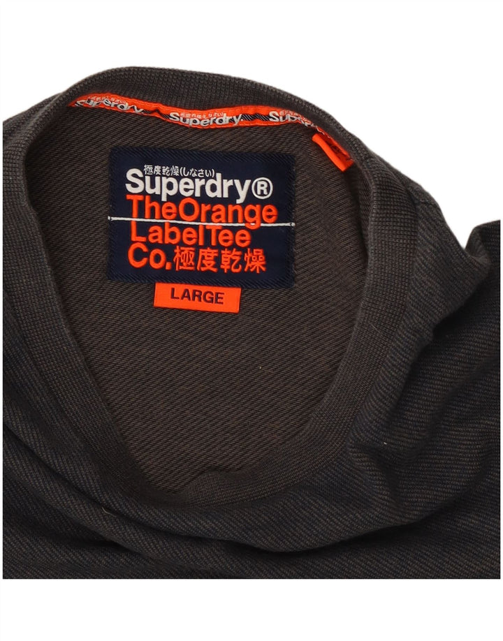 Superdry Mens Top Long Sleeve Large Grey Cotton